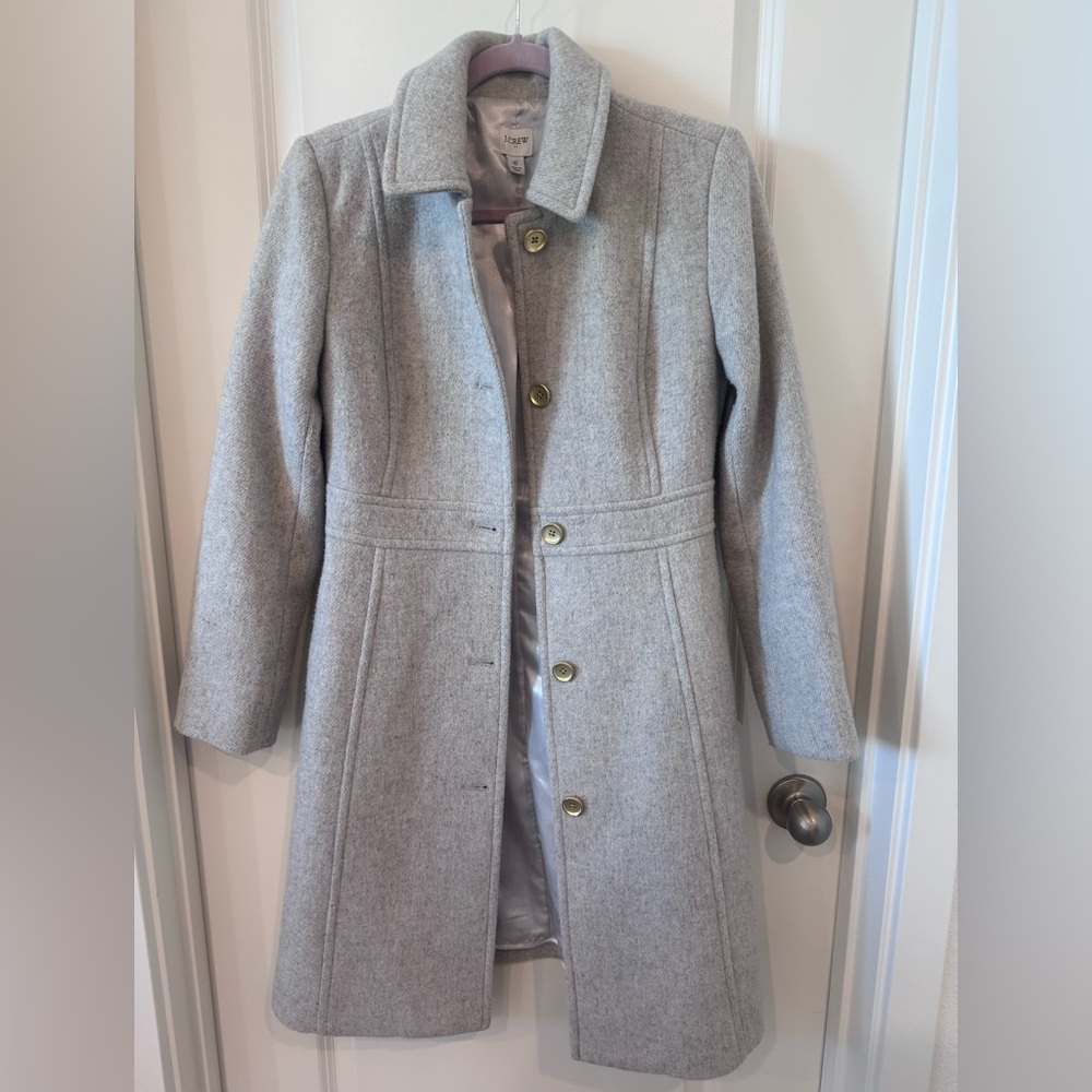 J. Crew Lady Day Light Gray Wool Pea Coat